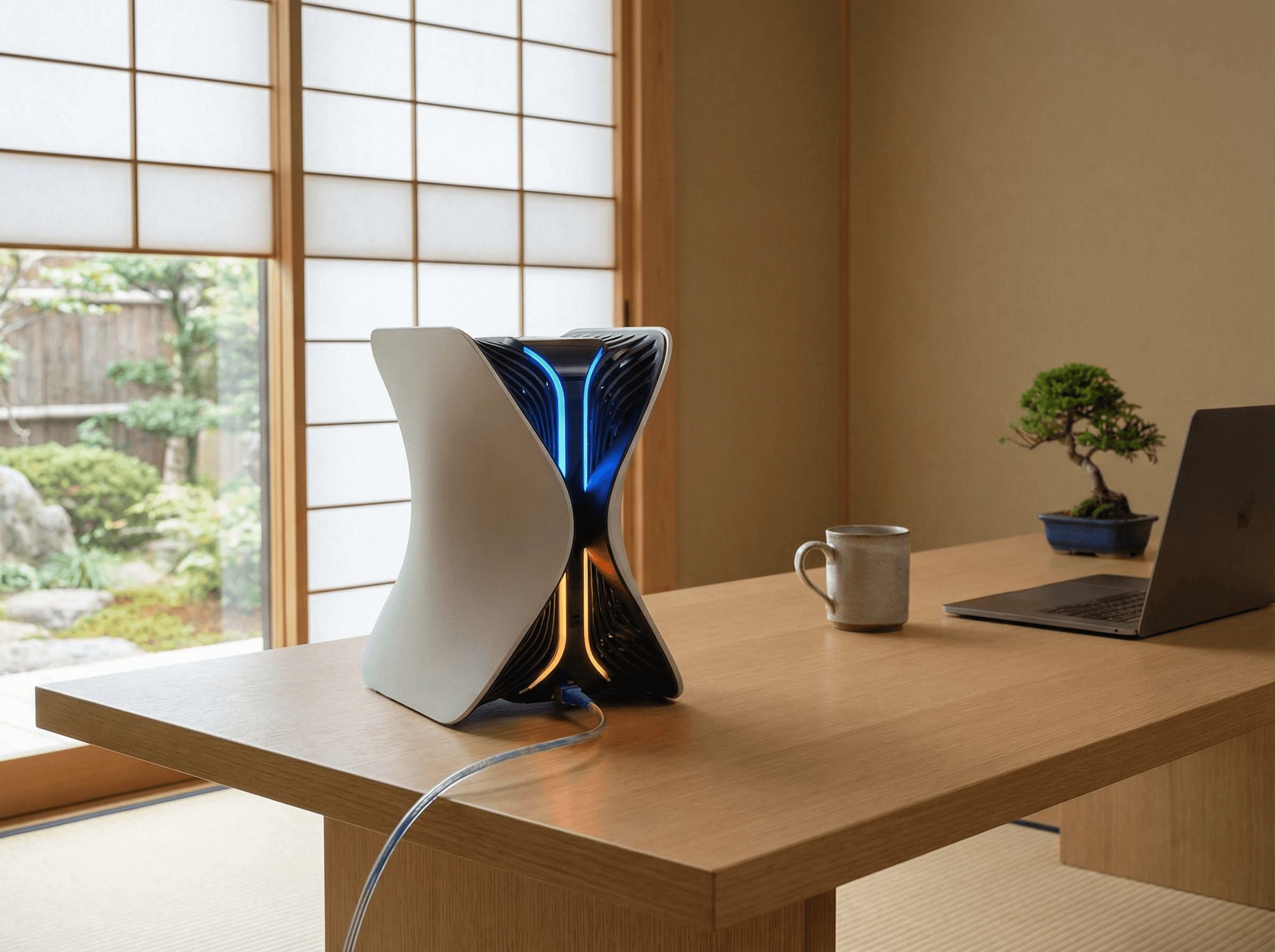 家族がリビングでタブレットやノートPCを快適に使っている様子