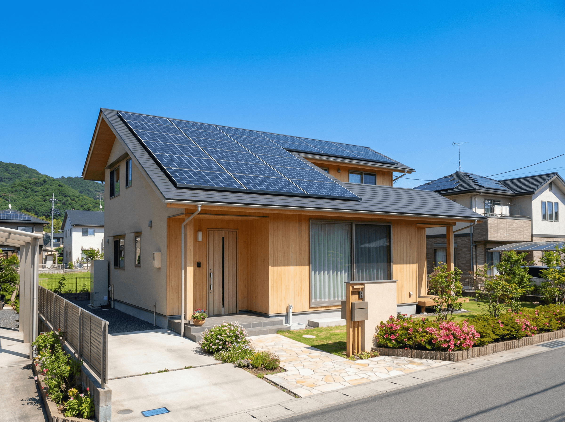 太陽光パネルを設置した住宅外観